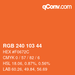 Color code: RGB 240 103 44 | qconv.com