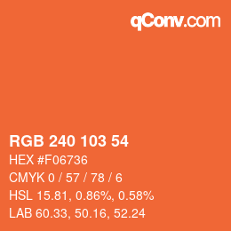 Color code: RGB 240 103 54 | qconv.com