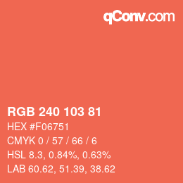 Color code: RGB 240 103 81 | qconv.com