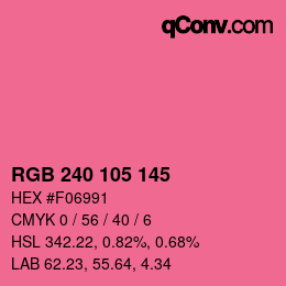 Color code: RGB 240 105 145 | qconv.com