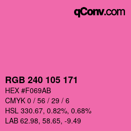 カラーコード: RGB 240 105 171 | qconv.com