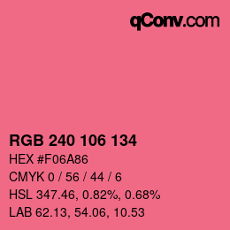 Color code: RGB 240 106 134 | qconv.com
