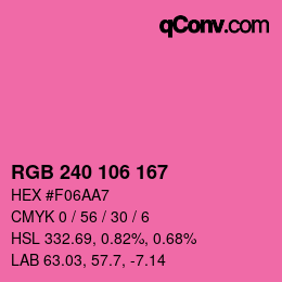 Color code: RGB 240 106 167 | qconv.com