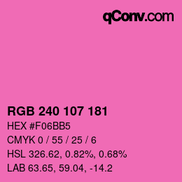Código de color: RGB 240 107 181 | qconv.com