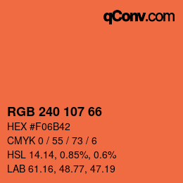 颜色代码: RGB 240 107 66 | qconv.com