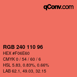 颜色代码: RGB 240 110 96 | qconv.com