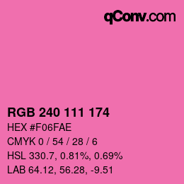 Color code: RGB 240 111 174 | qconv.com