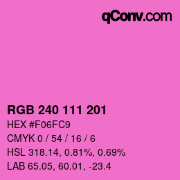 Código de color: RGB 240 111 201 | qconv.com