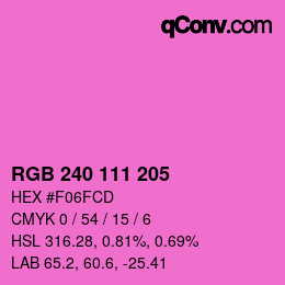 Color code: RGB 240 111 205 | qconv.com