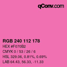 颜色代码: RGB 240 112 178 | qconv.com