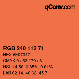 カラーコード: RGB 240 112 71 | qconv.com