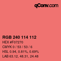 Color code: RGB 240 114 112 | qconv.com