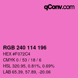 カラーコード: RGB 240 114 196 | qconv.com