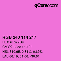 颜色代码: RGB 240 114 217 | qconv.com