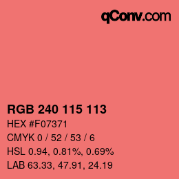 Color code: RGB 240 115 113 | qconv.com
