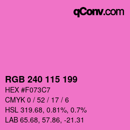 Color code: RGB 240 115 199 | qconv.com