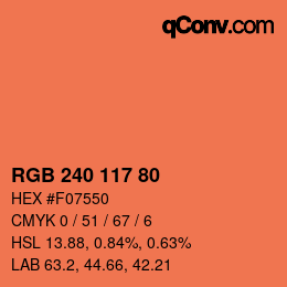 カラーコード: RGB 240 117 80 | qconv.com
