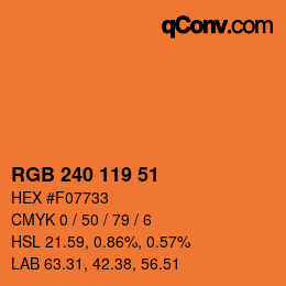 颜色代码: RGB 240 119 51 | qconv.com