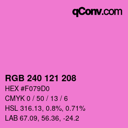 Color code: RGB 240 121 208 | qconv.com