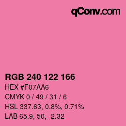 Color code: RGB 240 122 166 | qconv.com
