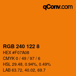 Color code: RGB 240 122 8 | qconv.com