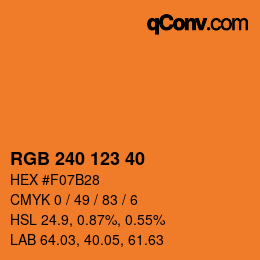 Color code: RGB 240 123 40 | qconv.com