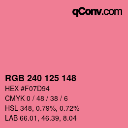 颜色代码: RGB 240 125 148 | qconv.com
