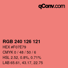 Code couleur: RGB 240 126 121 | qconv.com
