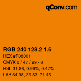 カラーコード: RGB 240 128.2 1.6 | qconv.com
