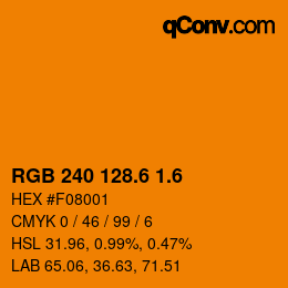 カラーコード: RGB 240 128.6 1.6 | qconv.com