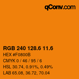 カラーコード: RGB 240 128.6 11.6 | qconv.com