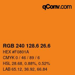 カラーコード: RGB 240 128.6 26.6 | qconv.com