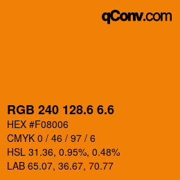 カラーコード: RGB 240 128.6 6.6 | qconv.com