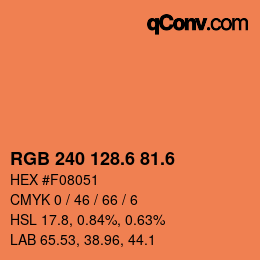 カラーコード: RGB 240 128.6 81.6 | qconv.com