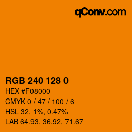 颜色代码: RGB 240 128 0 | qconv.com
