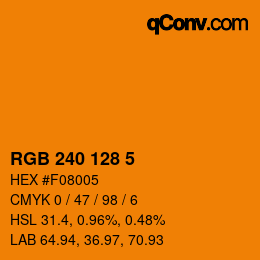 颜色代码: RGB 240 128 5 | qconv.com