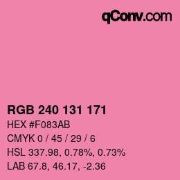 Color code: RGB 240 131 171 | qconv.com