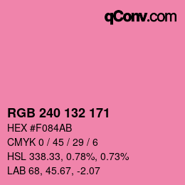 Color code: RGB 240 132 171 | qconv.com