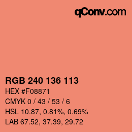 Color code: RGB 240 136 113 | qconv.com