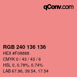 Color code: RGB 240 136 136 | qconv.com