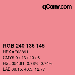 Color code: RGB 240 136 145 | qconv.com