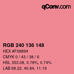 Color code: RGB 240 136 148 | qconv.com