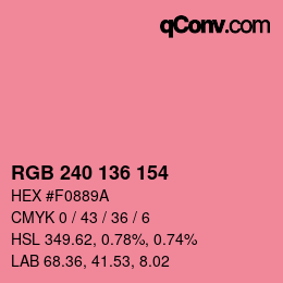 Color code: RGB 240 136 154 | qconv.com