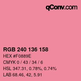 Color code: RGB 240 136 158 | qconv.com