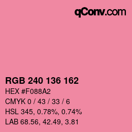 Color code: RGB 240 136 162 | qconv.com