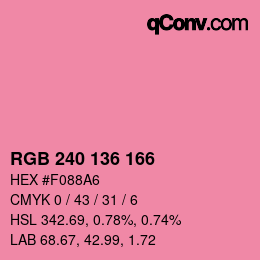 Color code: RGB 240 136 166 | qconv.com