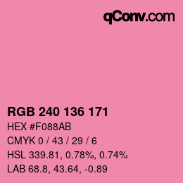 Color code: RGB 240 136 171 | qconv.com