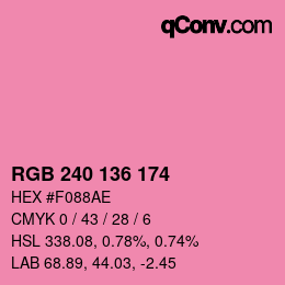 Color code: RGB 240 136 174 | qconv.com