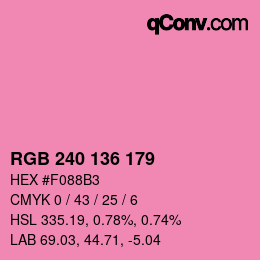 Color code: RGB 240 136 179 | qconv.com