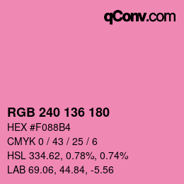 Color code: RGB 240 136 180 | qconv.com